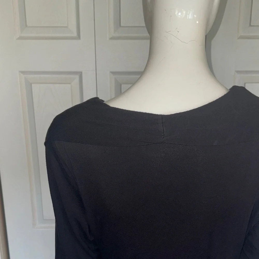 VENUS Elegant Black Long Sleeve ruched Dress - Picture 6 of 8